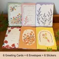 3D floral bouquet greeting card set with 6 designs and envelopes for birthdays - HK8018-Set of All Styles