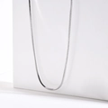 Detail of silver square snake bone chain necklace with smooth polished stainless steel finish - 40cm Length / Steel-2mm Width