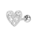 Elegante orecchino a cuore in argento con zirconi, bordo a microsfere e chiusura a vite - 10# Cuore 5 Pietre / Color Acciaio