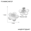 Exaggerated silver titanium steel flower stud earrings with a polished metallic finish - Steel Color (F1546)
