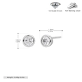 Detailed macro view showing S925 stamp, silver finish, and dimensions of round zircon studs - Medium Style/White Gold Plated (4MM)