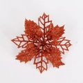 Glittering orange-red hollow artificial flower ornament for Christmas tree decoration - 9.5CM / Bronze
