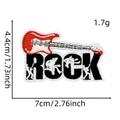 Detailed embroidery patch with red guitar and black ROCK text for jacket decoration - Guitar ROCK Style 9