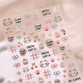 Stickers à ongles chat jelly M-1005 avec motifs de dessins animés mignons rose et violet - Style Chat Énergique (M-1005)