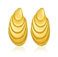 Elegant gold-plated stainless steel earrings with layered wave design and mirror finish - 3D Shell Layered Hoop