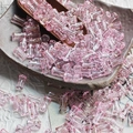 Pink bamboo-style frosted glass beads with gold wire detail for DIY jewelry making - Transparent Pink (Brushed 6x12mm)