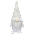 Gnomo di Natale bianco con cappello di maglia e paillettes e barba di finta pelliccia - Gnomo a gambe corte bianco / Bianco