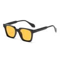 Retro square matte black sunglasses with vibrant yellow lenses for UV protection - Sunglasses / Bright Black Orange Lens