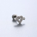 Titanium steel heart-shaped arrow stud earring with sparkling crystals and ball back - Hollow Heart with Arrow Clear Zirconia Style (A106-2#)