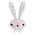 Sparkly white rhinestone bunny brooch featuring a red nose and elegant bow tie detail - Cartoon Full Rhinestone Rabbit Style (YNCP0134)