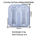 Moule en silicone 2 cavités patte de chat pour résine et savon, outil mat 100x95mm - Moule Ampoule Patte de Chat 2 Cavités