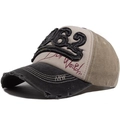 Gorra de béisbol vintage lavada con bordado 1962 y visera desgastada para hombres y mujeres - Ajustable / Negro + Caqui