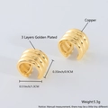3 layers golden plated multi-layered striped C-shape ear cuff set with copper finish - Gold Plated Triple Layer Ear Cuff EL03-9