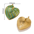 Golden heart pendant with blue and green leopard stripes, measuring 24mm by 28mm - Stripes-Blue+Green