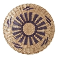 Decorazione murale boho intrecciata a mano in paglia naturale con motivi viola - 35cm / Decorazione da Parete Intrecciata Mista Stile N