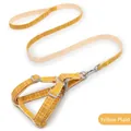 Adjustable yellow plaid dog harness and leash set with durable nylon and metal D-ring - 2.0cm / Yellow Check