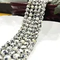 Natural Dalmatian Jasper round beads strand with black spots on white base for jewelry - 6mm / Approx 63pcs / Dalmatian Jasper