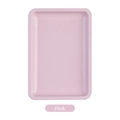 Top view of a minimalist pink rectangular metal tray with rounded corners on white background - Square / Pink