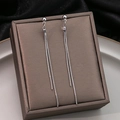 Elegant S925 sterling silver long tassel drop earrings in a sleek silver finish - 925 Silver Minimalist Ear Thread (E4327)