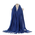 Solid color blue cashmere feel winter warm tassel scarf shawl for women elegant accessory - Sapphire Blue