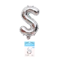 Silver letter S foil balloon 16 inch for birthday party decoration with retail card - 16" / Silver Letter S (With Backing Card)