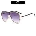 Oversized pilot sunglasses with gradient purple lenses and gold-toned metal hollow frames - Gold Frame Gradient Grey Lens