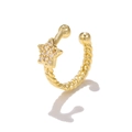 Gold star ear cuff with micro-pave cubic zirconia and twisted rope texture design - EGJ0145 Gold