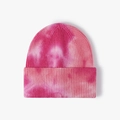 Berretto in maglia a coste rosa tie-dye per uomo e donna con risvolto caldo - Taglia unica / Rosa Tie-Dye