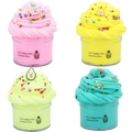 4-pack scented butter slime set with fruit charms in pink, yellow, teal and blue - 4PCS Set 1 (Pink Yellow Fluorescent Yellow Green)