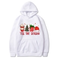 Felpa con cappuccio natalizia bianca con stampa 'TIS THE SEASON per coppie - S / Bianco