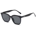 Classic oversized black square sunglasses with dark lenses and stylish metal accents - Black Frame Grey Lens