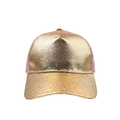 Gorra de béisbol con purpurina dorada y malla rosa para coleta para mujer - Dorado
