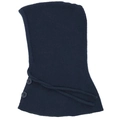 Winter knitted balaclava hood in dark blue featuring a ribbed texture and side buttons - Navy Blue