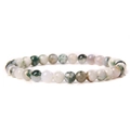 Elastic bracelet with 6mm natural green moss agate beads in a smooth polished finish - Tree Agate