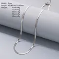 Elegant 3mm silver stainless steel flat herringbone blade chain necklace for women - 3mm / 40CM+5CM Extension Chain / Steel