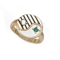 Goldener offener Ring mit Yin-Yang-Emaille-Design und funkelnden Edelsteinen - Einstellbar Offen / Weiß