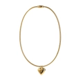 Collar con colgante de corazón de acero al titanio dorado con cadena de serpiente e imán - Corazón / Color Acero