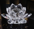 Detail of transparent crystal lotus sculpture with faceted petals reflecting light - Size 20# (Approx. 6.3x6.3x3.8cm) / Clear