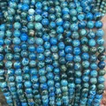 8mm natural imperial stone loose beads with blue-green marble texture for DIY jewelry - Sapphire Blue Emperor Stone