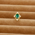 Vintage style gold earring with emerald green oval stone and white crystal accents - Gold Vintage Marquise Style