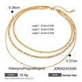 Golden 18k stainless steel triple-layered snake and figaro chain necklace for women - Triple Layer Mixed Chain