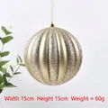 15cm champagne gold Christmas ball ornament with glitter stripes and hanging loop - Gold Striped Ball (15*15cm)