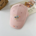 Detail of pink mesh baseball cap with embroidered whale and My little cutie text - One Size / Pink