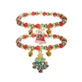 Christmas beaded bracelet set with red bells, green trees and festive crystal beads - D1134 (Bell + Christmas Tree)