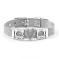 Silver mesh bracelet with milanese band featuring cat charms and a sparkling heart pendant - Silver-Cat Heart
