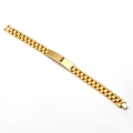 Macro detail of golden stainless steel tank watchband bracelet with polished plate - 3-Bead Gold