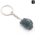 Natural green raw stone keychain with silver metal clip and irregular crystal pendant 4 - India Agate