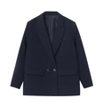 Blazer classique bleu marine pour femme avec double boutonnage, vue à plat élégante - XS / Bleu Marine
