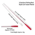 Red 3-section telescopic fishing rod cat toy with comfortable EVA foam handle - Red Handle Red Rod 3-Section Telescopic