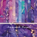 Amaranth purple marble patterned scrapbooking paper pad with gold metallic textures - 23015 24 Images